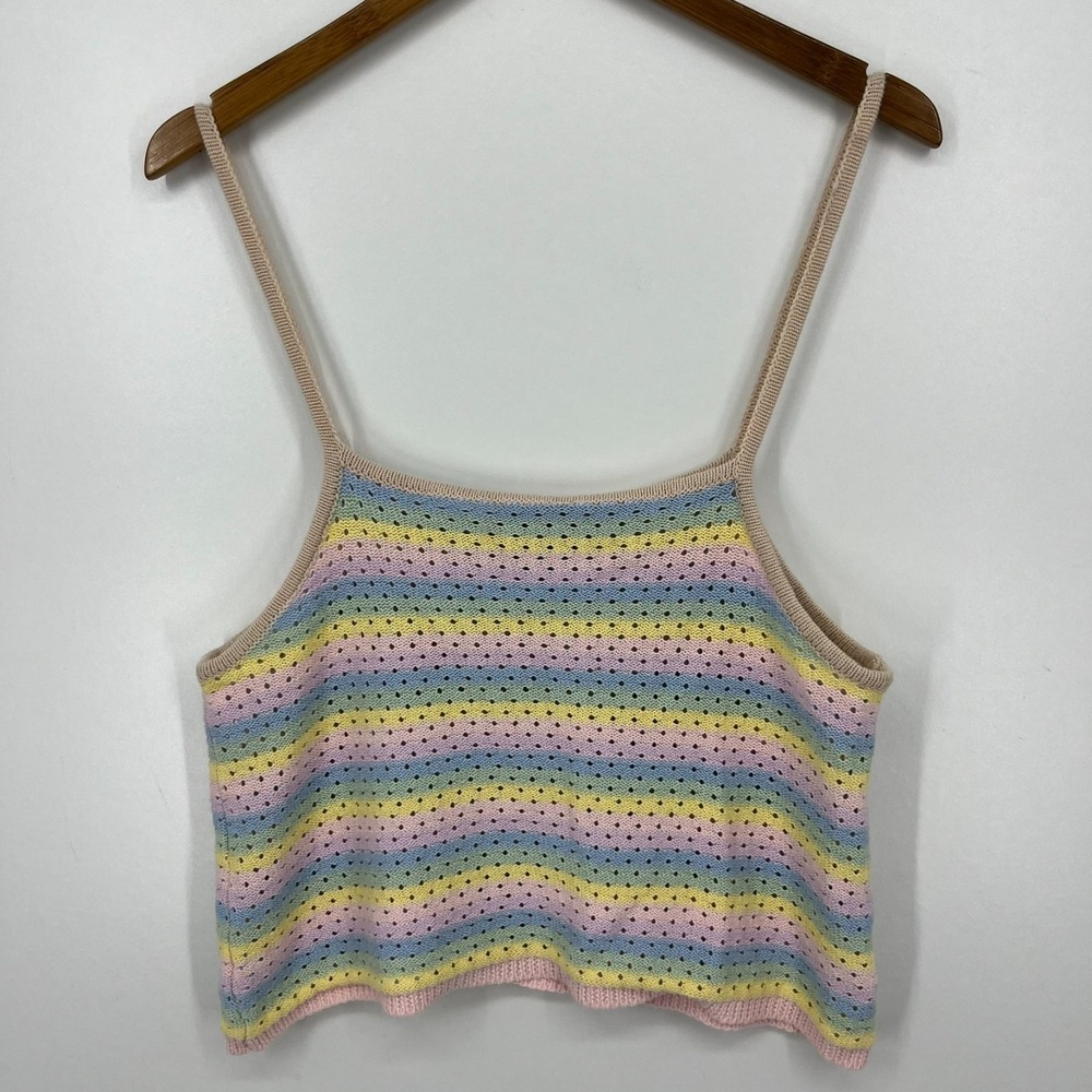 Anthropologie Saturday Sunday Taleen Rainbow Stripe Crochet Knit Tank Women's M